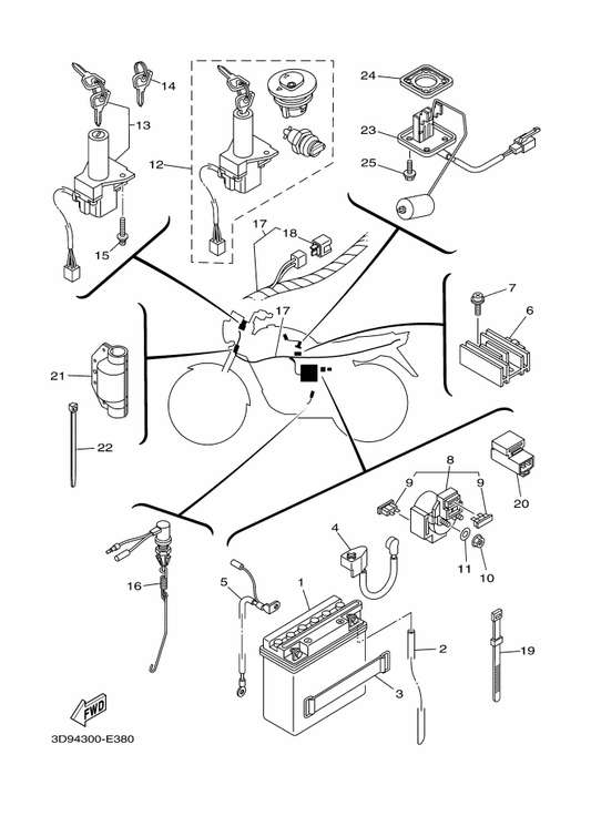 Yamaha 90464-35803 Clamp — shown on the Electrical 1 parts diagram