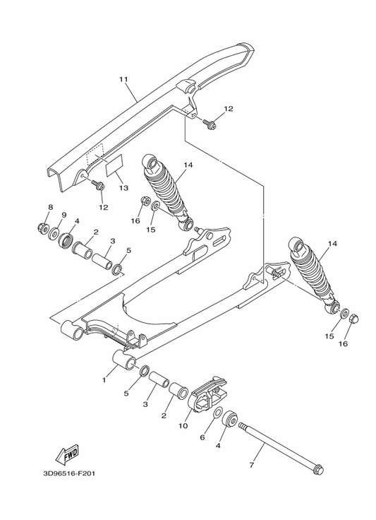 Yamaha 5VL-F2128-01 Cover, Thrust 1 — shown on the Rear Arm & Suspension parts diagram