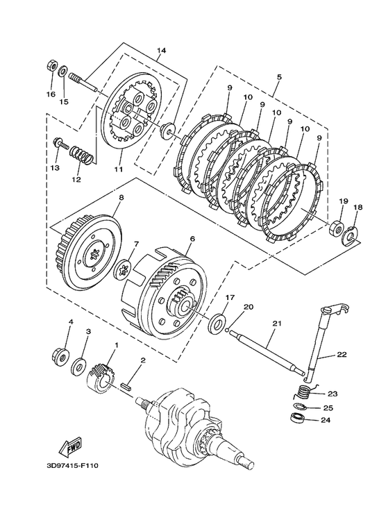 Yamaha 5VL-E6154-00 . Plate, Thrust 1 — shown on the Clutch parts diagram