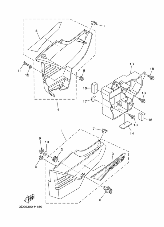 Yamaha 3D9-F173F-10 . Graphic, 2 — shown on the Side Cover parts diagram