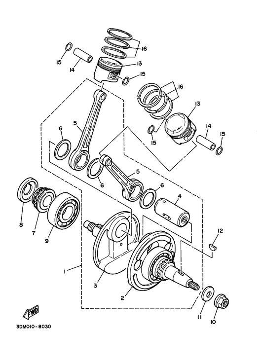 Yamaha 5KR-11400-00 Crankshaft Assy — shown on the Crankshaft & Piston parts diagram