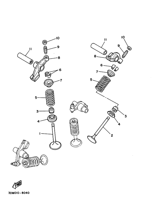 Yamaha 22K-12111-03 Valve, Intake — shown on the Valve parts diagram