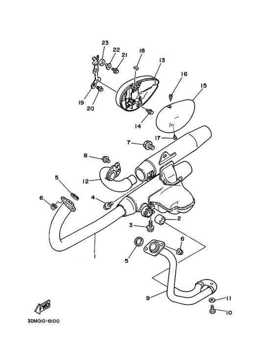 Yamaha 5AJ-14703-02 Muffler Comp. 1 — shown on the Exhaust parts diagram