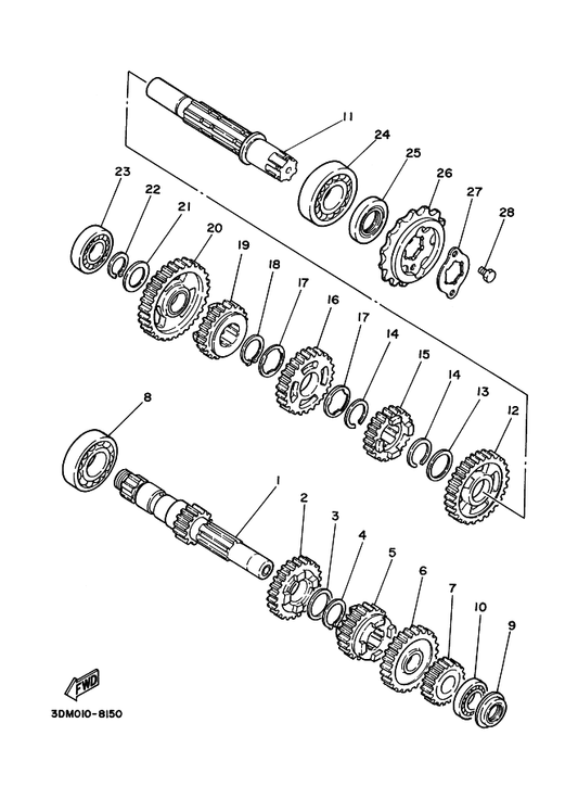 Yamaha 3DM-17460-00 Sprocket, Drive — shown on the Transmission parts diagram