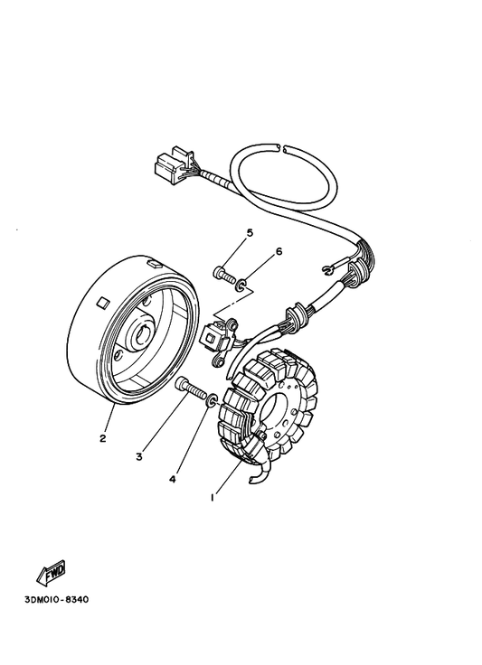 Yamaha 3DM-81410-00 Stator Assy — shown on the Generator parts diagram