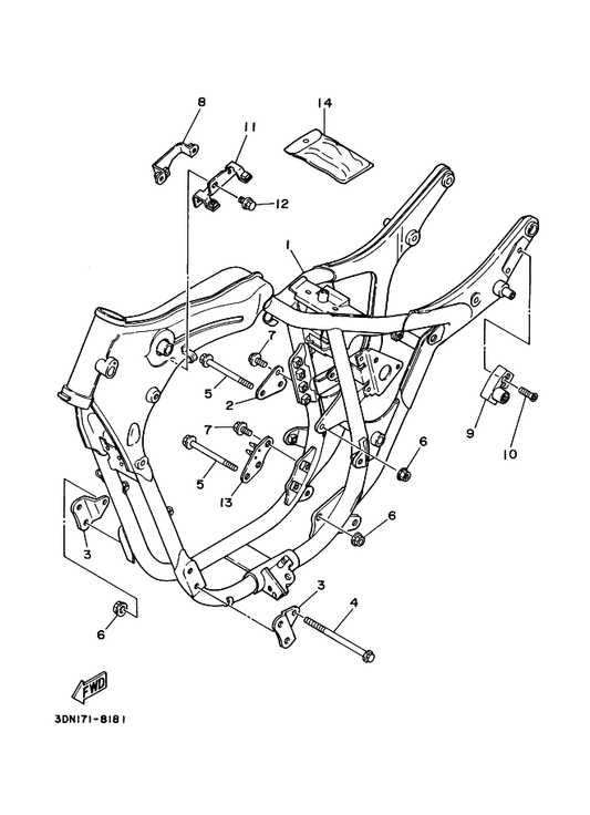 Yamaha 2UJ-28100-00 Tool Kit — shown on the Frame parts diagram