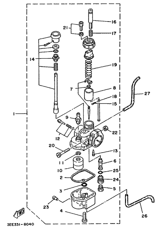 Yamaha 59L-14104-00 . Air Screw Set — shown on the Carburetor parts diagram