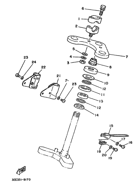 Yamaha 3Y1-23319-00 Holder, Cable 2 — shown on the Steering parts diagram