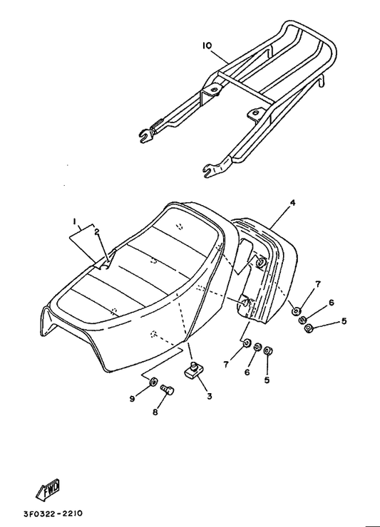 Yamaha 214-24724-00 . Damper, Seat — shown on the Seat parts diagram