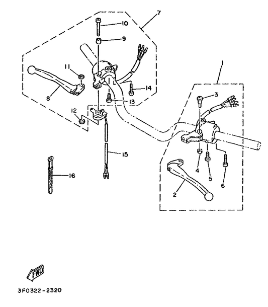 Yamaha 232-83980-30 Front Stop Switch Assy — shown on the Handle Switch & Lever parts diagram
