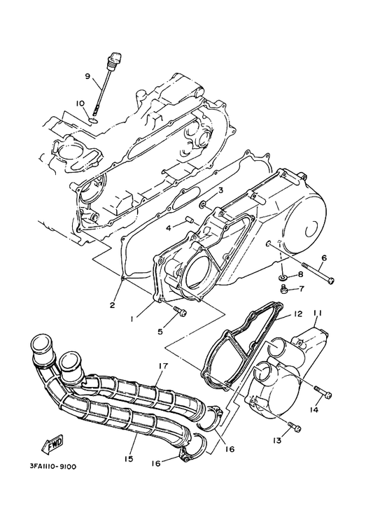 Yamaha 90450-54008 Hose Clamp Assy — shown on the Crankcase Cover 1 parts diagram