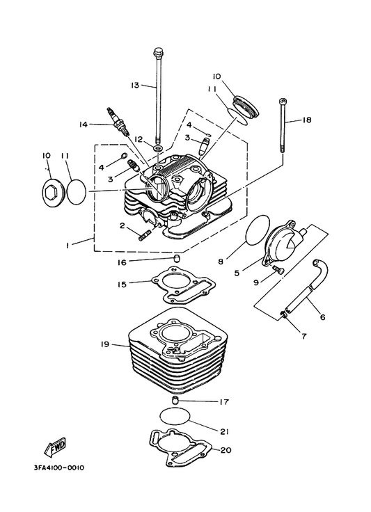 Yamaha 3FA-11102-04 Cylinder Head Assy — shown on the Cylinder Head parts diagram