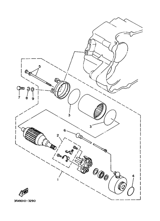 Yamaha 3FA-8183G-00 . Cord Comp. — shown on the Starting Motor parts diagram