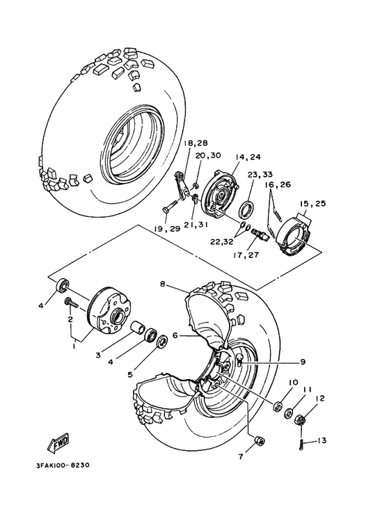 Yamaha 3FA-25156-00 Lever, Camshaft 2 — shown on the Front Wheel parts diagram