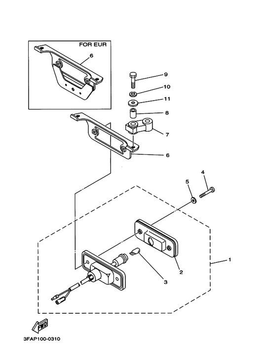 Yamaha 38W-84736-00 Damper, Tail 1 — shown on the Taillight parts diagram