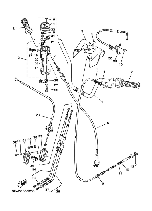 Yamaha 90501-08511 . Spring, Compression — shown on the Steering Handle & Cable parts diagram