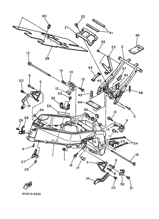 Yamaha 12R-21747-00 Damper — shown on the Frame parts diagram