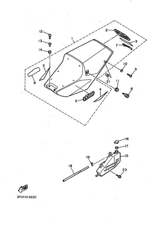 Yamaha 99253-00020 . エンブレム, ヤマハ — shown on the サイドカバー parts diagram