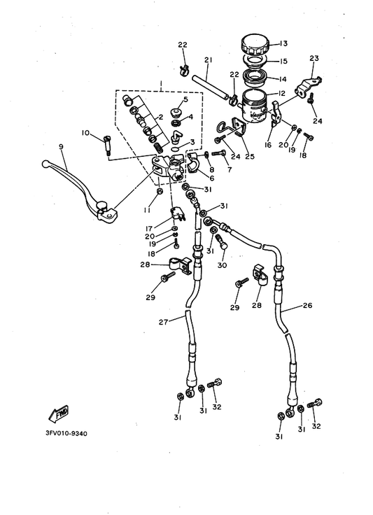 Yamaha 4K0-W0041-50 . Cylinder Kit, Master — shown on the Front Master Cylinder parts diagram