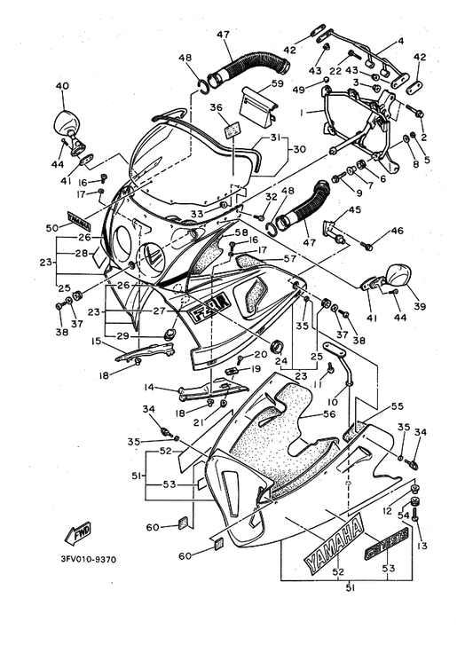 Yamaha 90110-08096 . Bolt, Hexagon Socket Head — shown on the カウリング 1 parts diagram