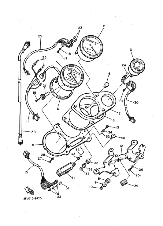 Yamaha 98580-03010 . スクリユ,パンヘツド — shown on the メータ parts diagram