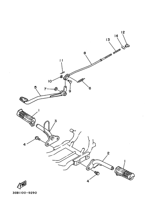 Yamaha 95817-12020 Bolt, Flange — shown on the Stand & Footrest parts diagram