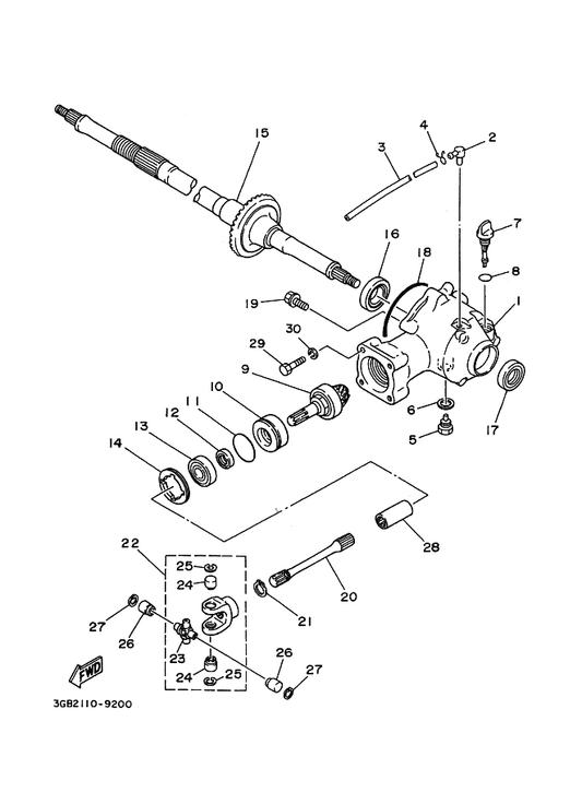Yamaha 3GB-46120-00 Drive Pinion Comp. — shown on the Drive Shaft parts diagram