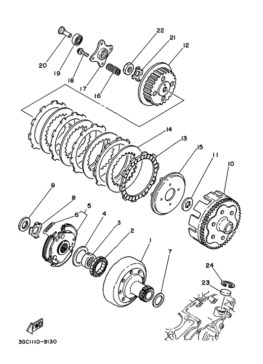 Yamaha 90501-243J7 Spring, Compression — shown on the Clutch parts diagram