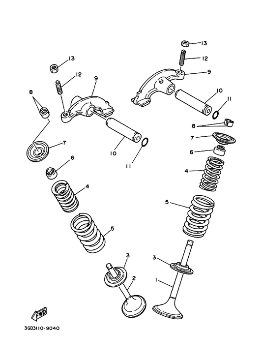 Yamaha 3Y1-12111-01 Valve, Intake — shown on the Valve parts diagram