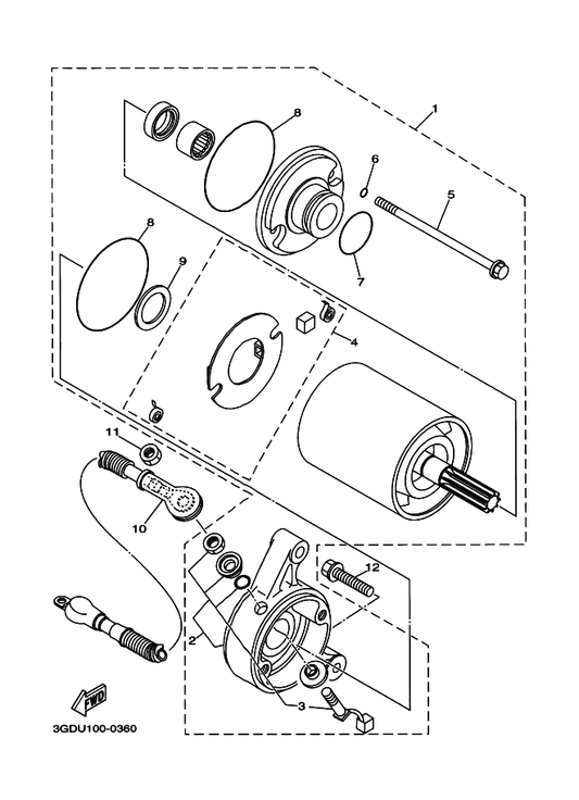 Yamaha 1UY-81890-00 Motor Assy — shown on the Starting Motor parts diagram