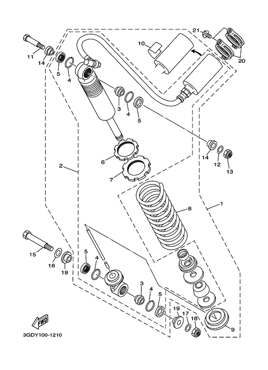 Yamaha 90387-127G8 Collar — shown on the Rear Suspension parts diagram
