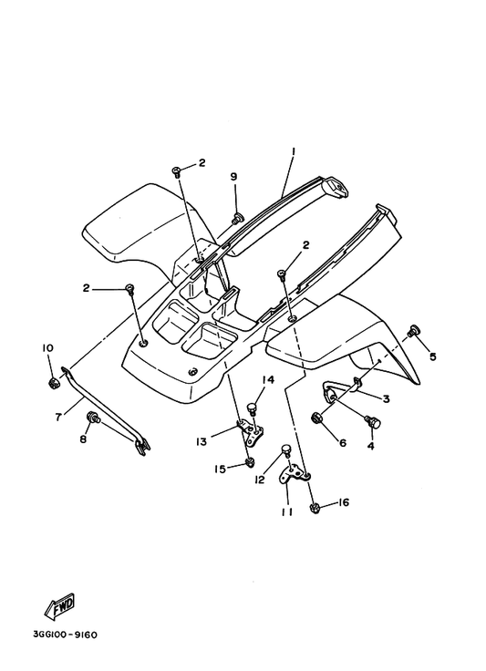 Yamaha 2GU-21587-10 Stay 1 — shown on the Front Fender parts diagram