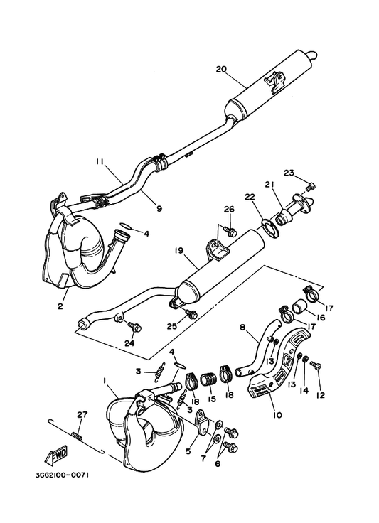 Yamaha 1W2-14714-00 Gasket, Muffler — shown on the Exhaust parts diagram