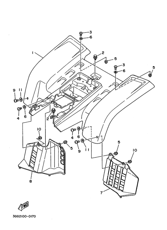 Yamaha 3GG-21621-00 Flap — shown on the Rear Fender parts diagram
