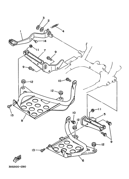 Yamaha 3GG-27446-00 Plate 2 — shown on the Stand & Footrest parts diagram