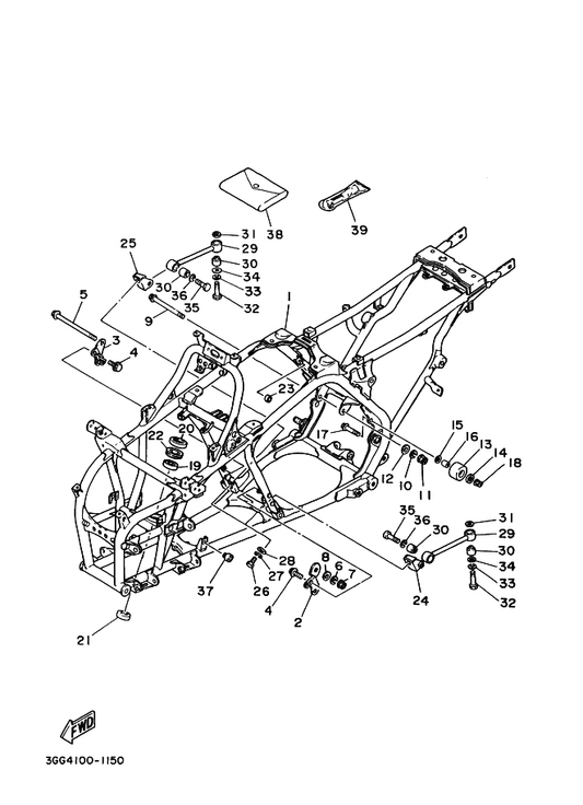 Yamaha 4L0-21485-00 Damper, Rubber 1 — shown on the Frame parts diagram