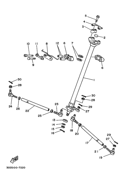 Yamaha 2GU-23868-00 Bracket, Steering Lower — shown on the Steering parts diagram