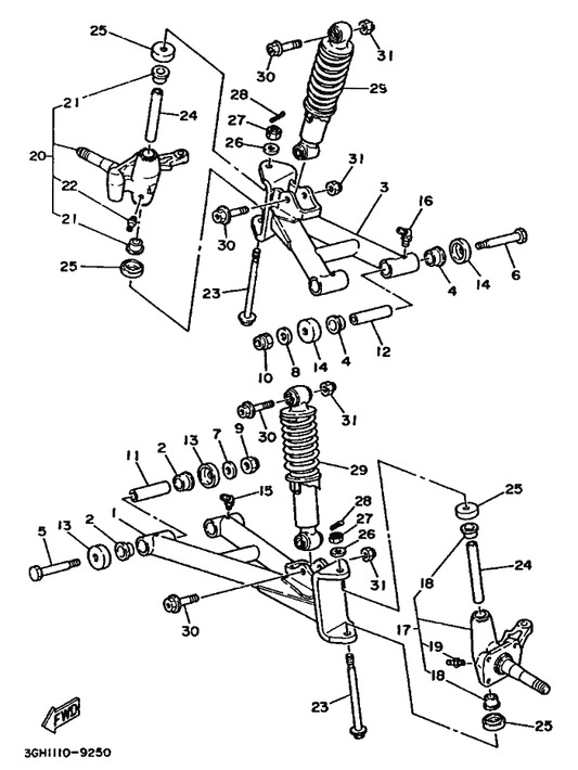Yamaha 2NL-23448-00 Spacer — shown on the Front Suspension & Wheel parts diagram