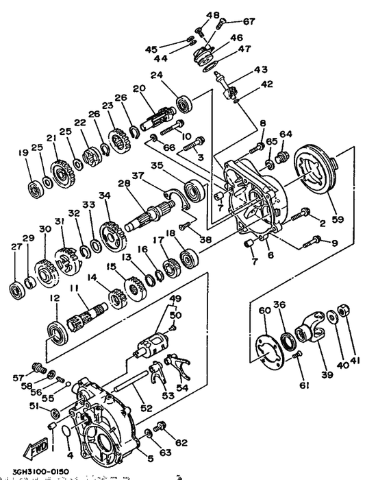 Yamaha 90151-06014 . Screw, Countersunk — shown on the Sub Transmission parts diagram