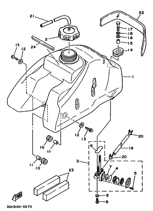 Yamaha 90445-113E8 Hose — shown on the Fuel Tank parts diagram