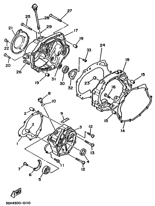 Yamaha 93103-28141 Oil Seal — shown on the Crankcase Cover 1 parts diagram