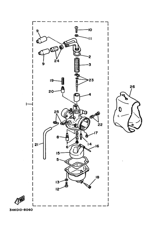 Yamaha 14T-14392-01 . バルブ,ニードル — shown on the キヤブレタ parts diagram