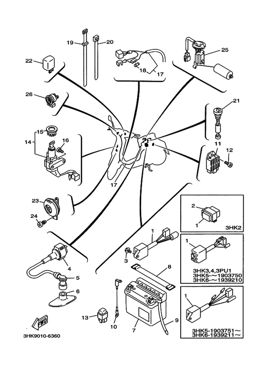 Yamaha 3VP-83350-00 Flasher Relay Assy — shown on the エレクトリカル 1 parts diagram