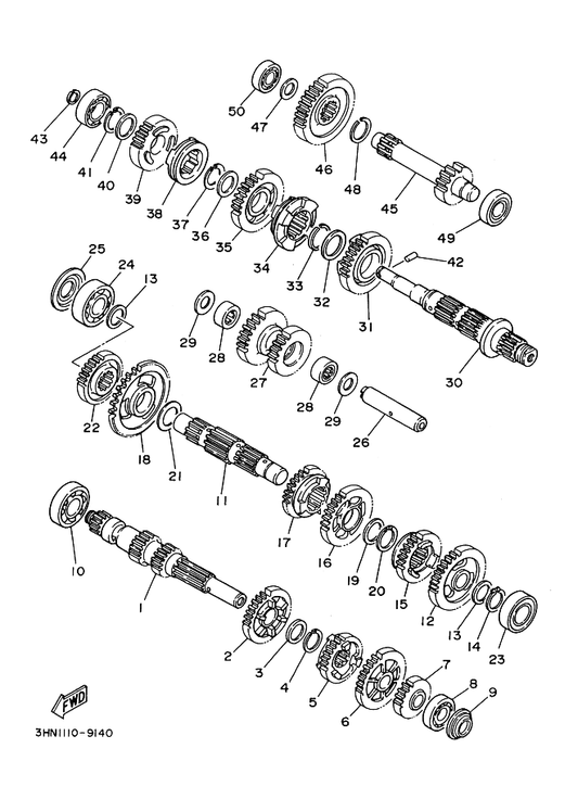 Yamaha 90201-257H0 Washer, Plate — shown on the Transmission parts diagram