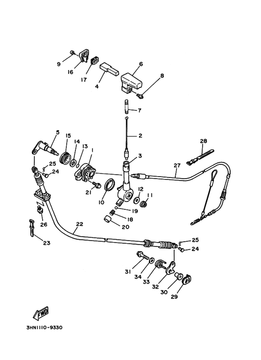 Yamaha 93521-64032 Ball — shown on the Reverse Lever parts diagram