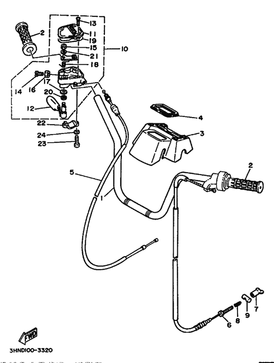 Yamaha 3HN-26341-00 Cable, Brake — shown on the Steering Handle & Cable parts diagram