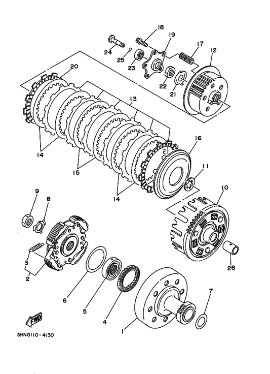 Yamaha 90170-22371 Nut — shown on the Clutch parts diagram