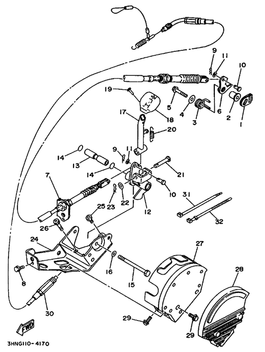 Yamaha 4GB-18150-00 Shift Lever Assy — shown on the Shifter parts diagram
