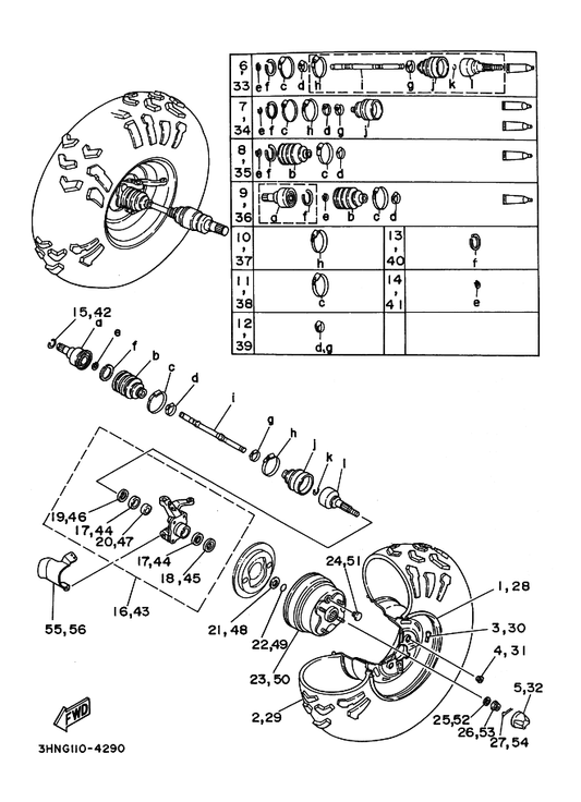 Yamaha 90201-163M0 Washer, Plate — shown on the Front Wheel parts diagram