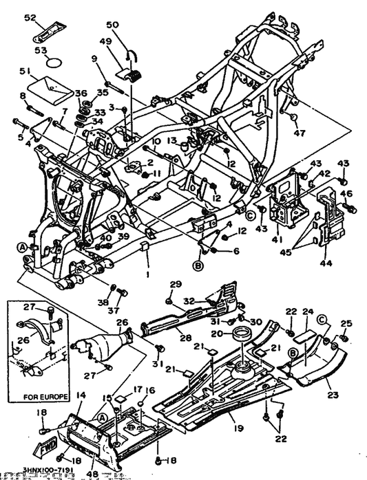 Yamaha 93210-41041 O-Ring — shown on the Frame parts diagram